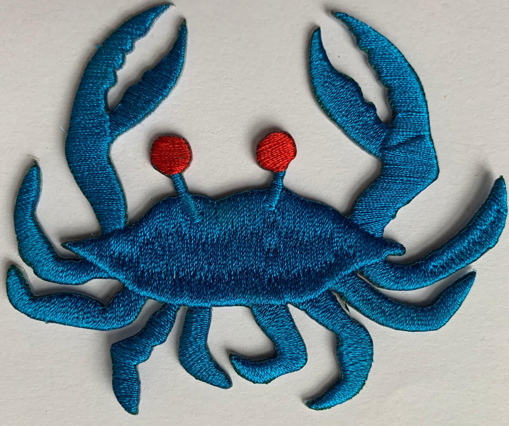 Crab Blue Embroidery Patch