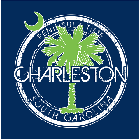 Charleston with SC Palmetto Peninsula Time Design Decal